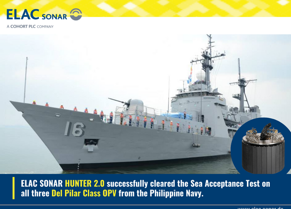 Elac Sonar pass the Sea Acceptance Test in active sonar for the Philippine Navy