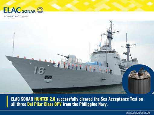 Elac Sonar pass the Sea Acceptance Test in active sonar for the Philippine Navy